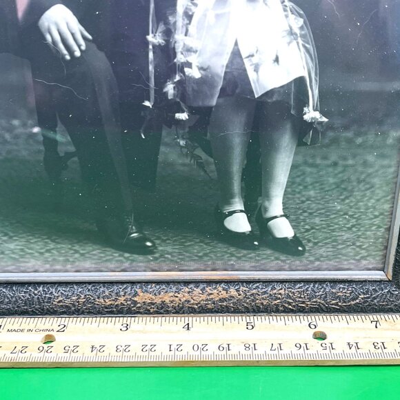 Antique 1920s Framed Photo Man Woman Wedding Roaring Twenties Ornate Wood Frame - Picture 4 of 12